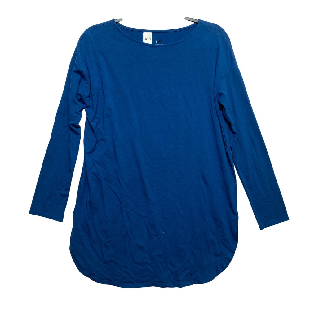 J.Jill Tunic Womens Small Blue Long Sleeve Luxe Supima Tunic Curved Hem